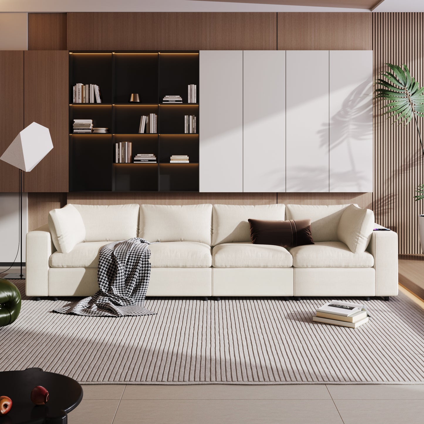 Solange Upholstered Modular Sofa, Beige