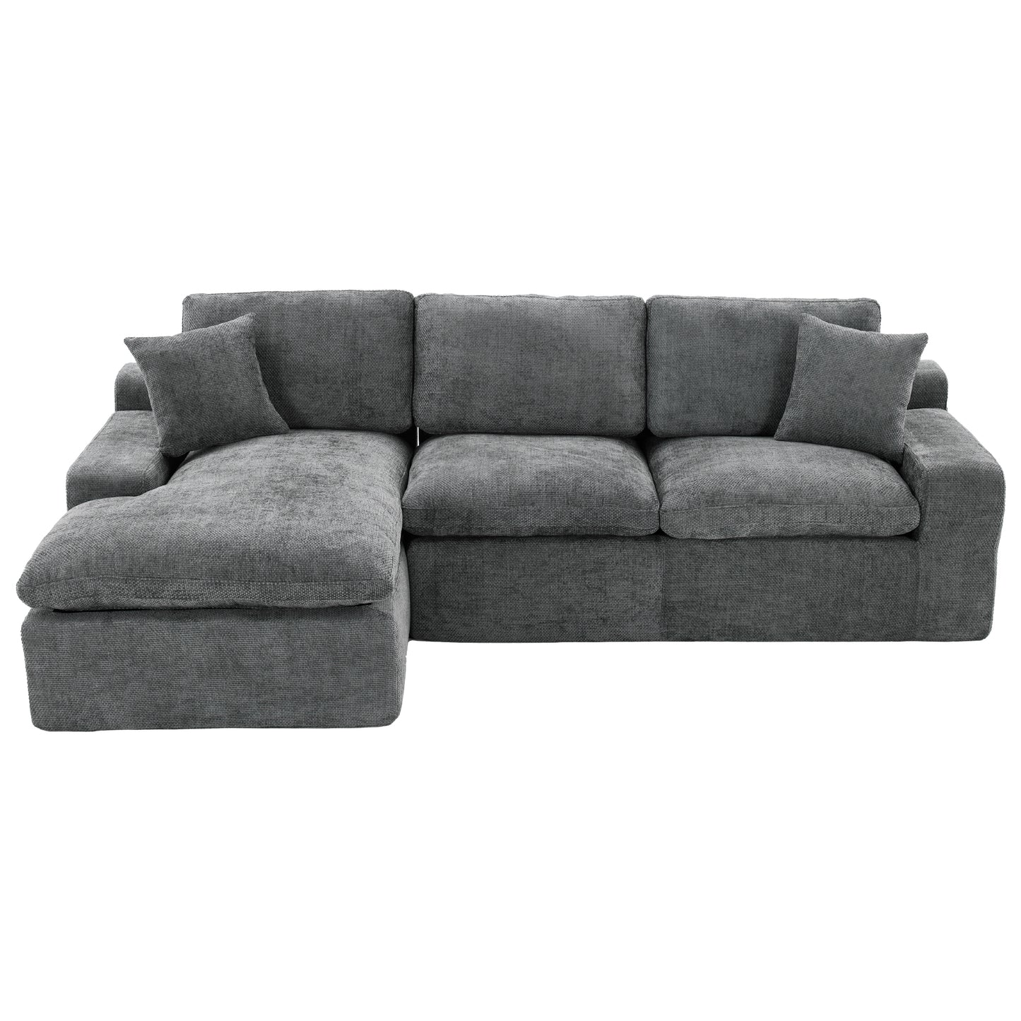 Upholstered Cloud Sectional Sofa, Grey