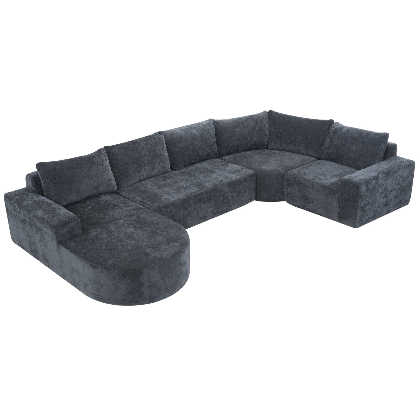 Oversized Upholstered Modular Sofa Set, Grey Chenille