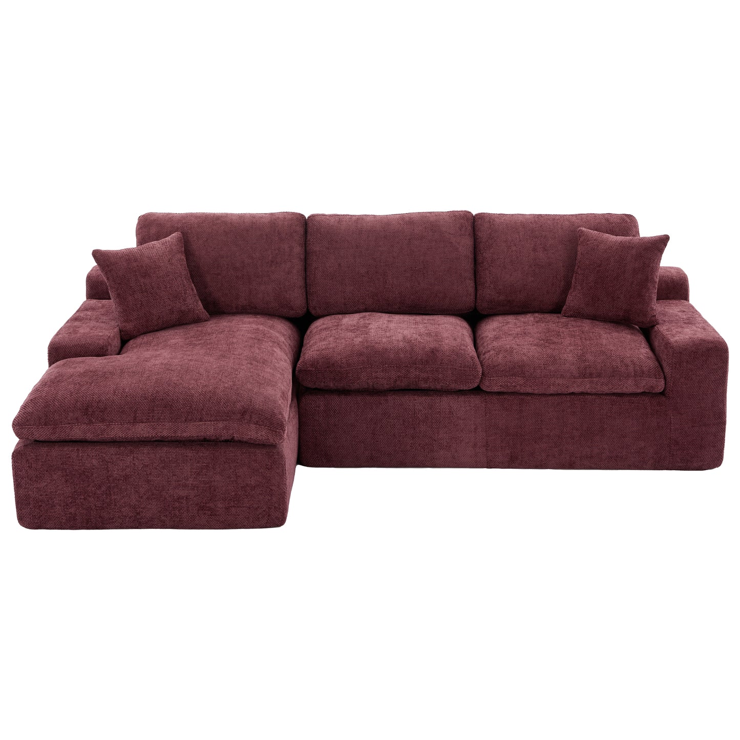 Upholstered Cloud Sectional Sofa, Red Chenille