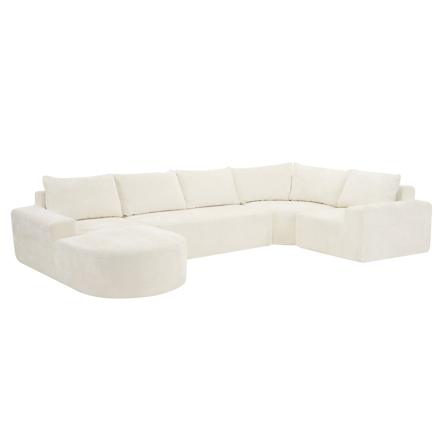 Oversized Upholstered Modular Sofa Set, Beige Chenille