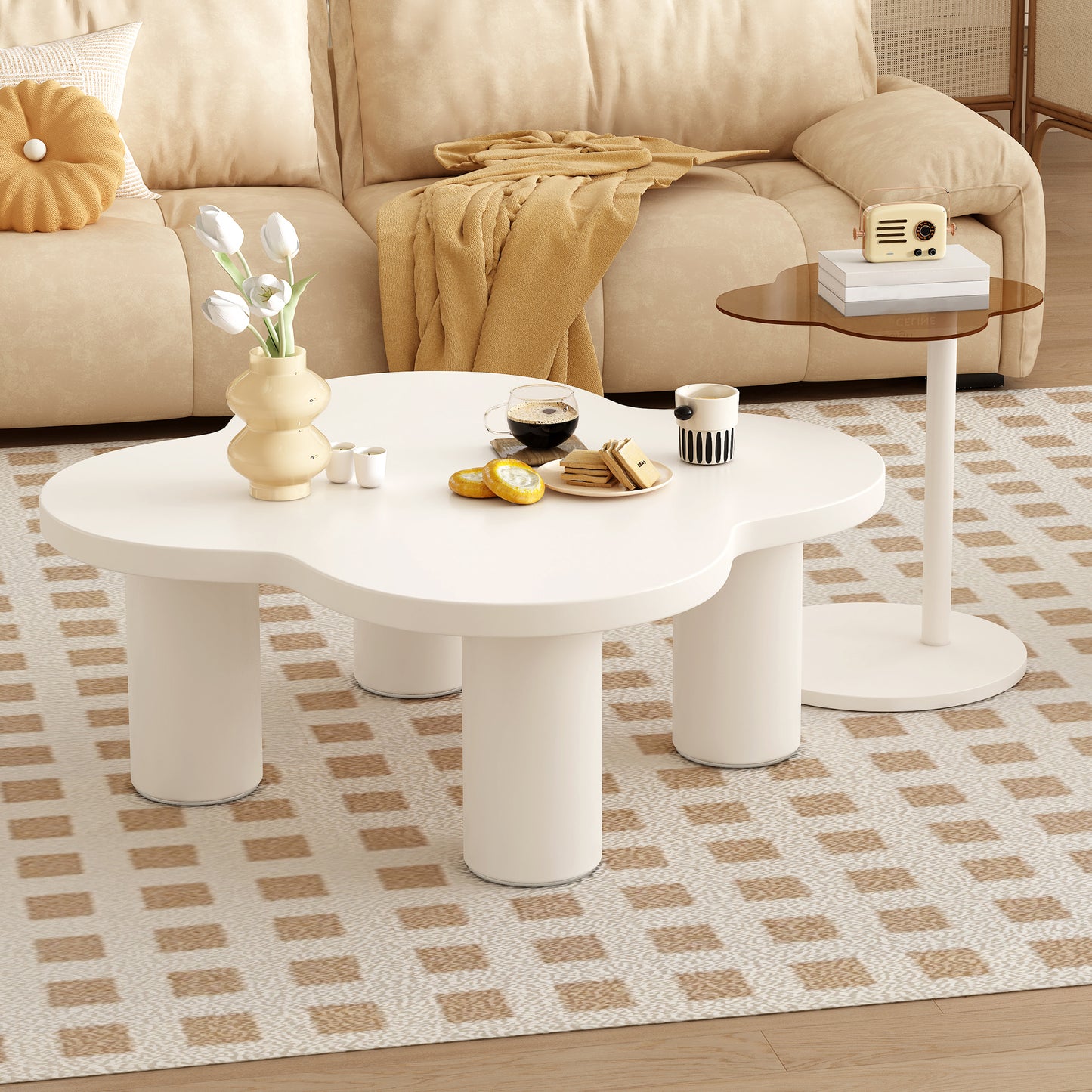 The Nero Luxe Coffee Table Set and End Table with Glass Top