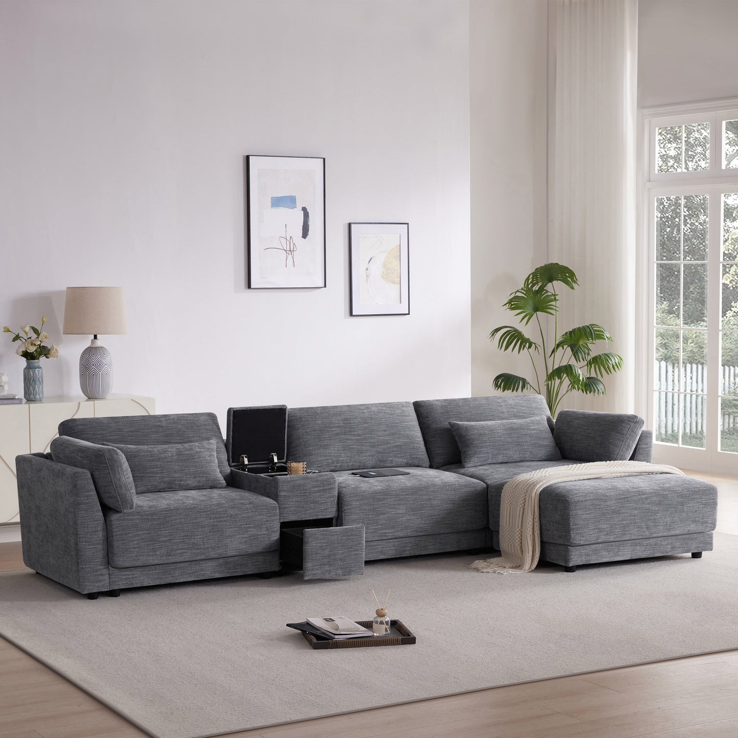 The Solis Modern Lounger Sofa, Gray