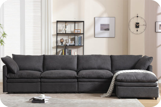 Bryan Upholstered Sectional Sofa, Dark Gray