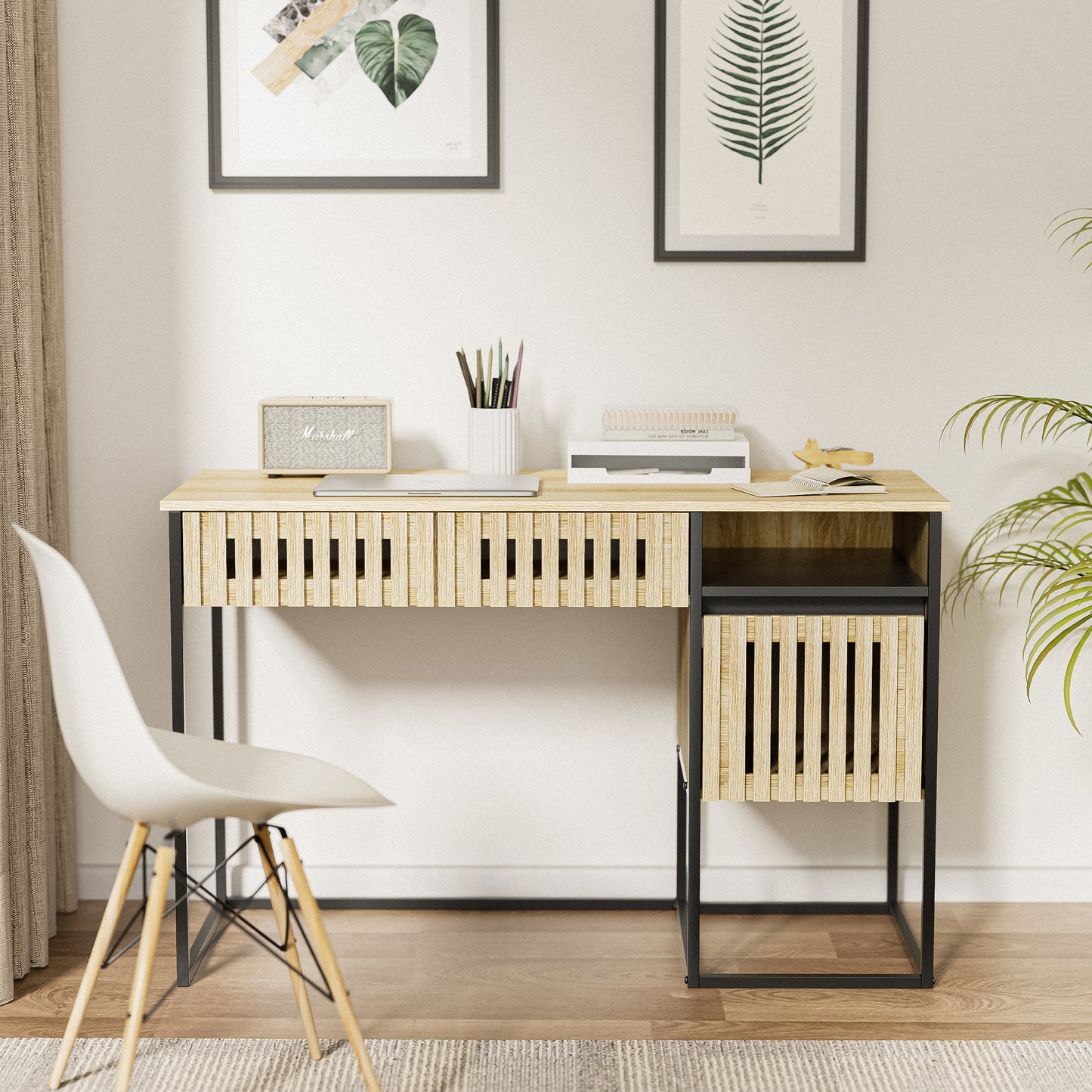 Scandinavian Chic Writing Desk- Natural color plus Black