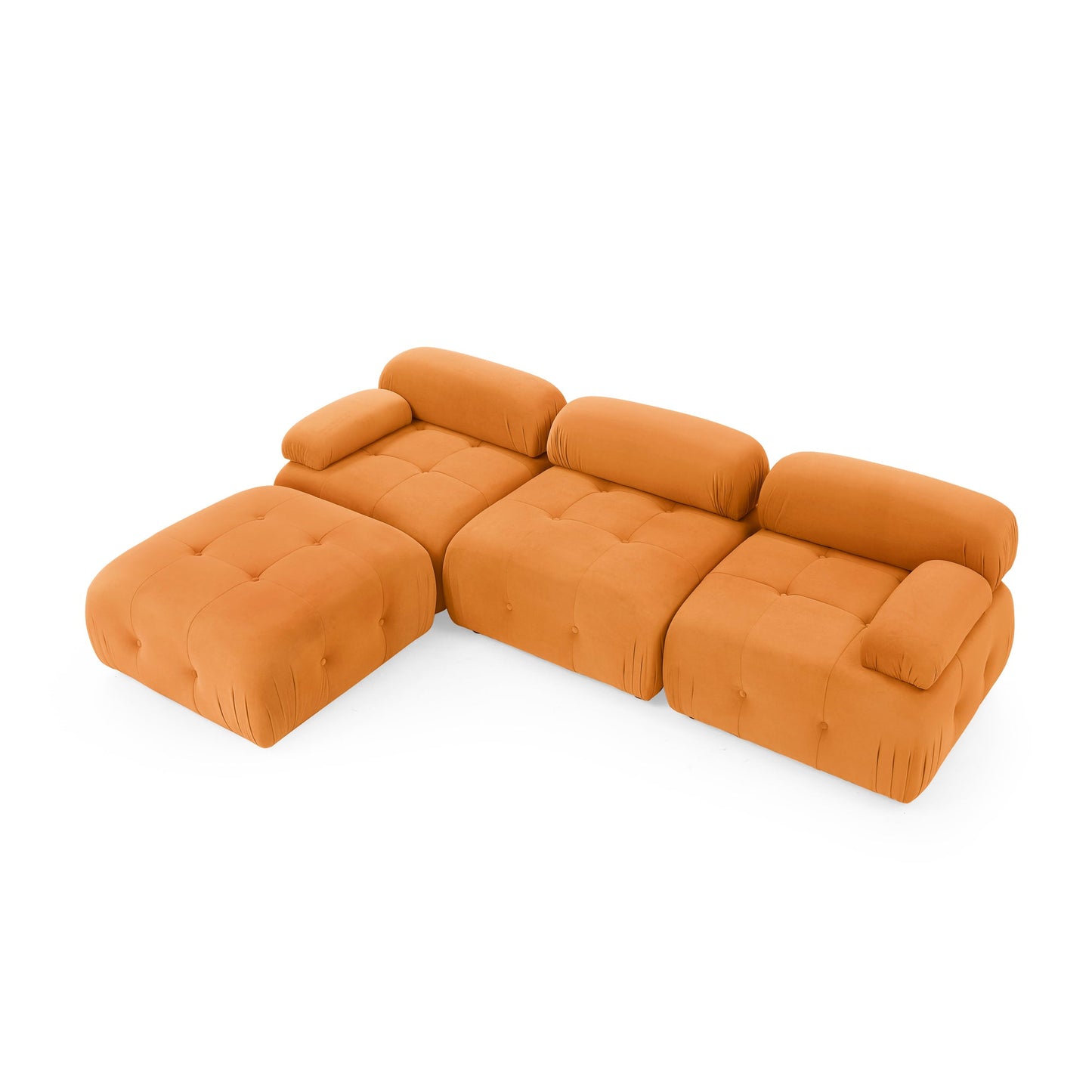 Modular Sectional Sofa,  Orange Velvet