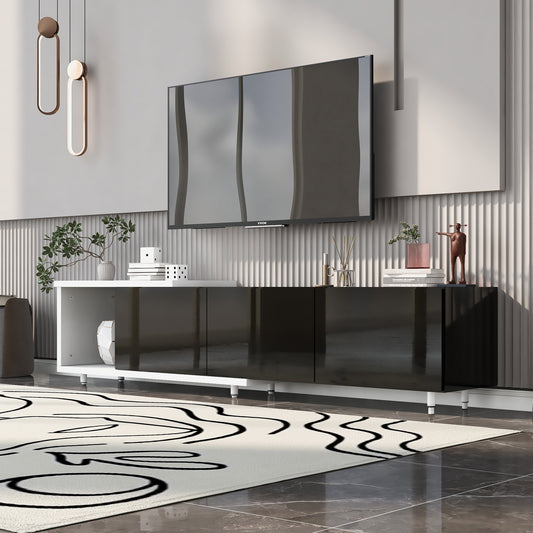 70.1''-100''  Elora Modular TV Stand and Media Console, Black and White