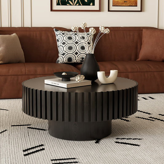 Wooden Olive-Shaped Tea Table Black
