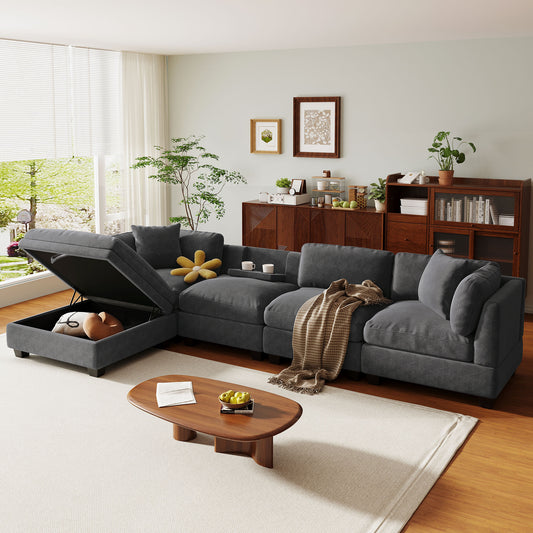 Voir Sovage Upholstered Sectional Sofa, Gray