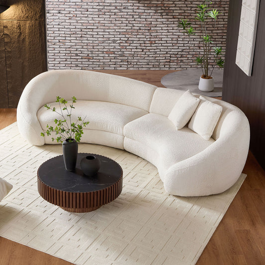 Contemporary Crescent Lounge Sofa- Beige
