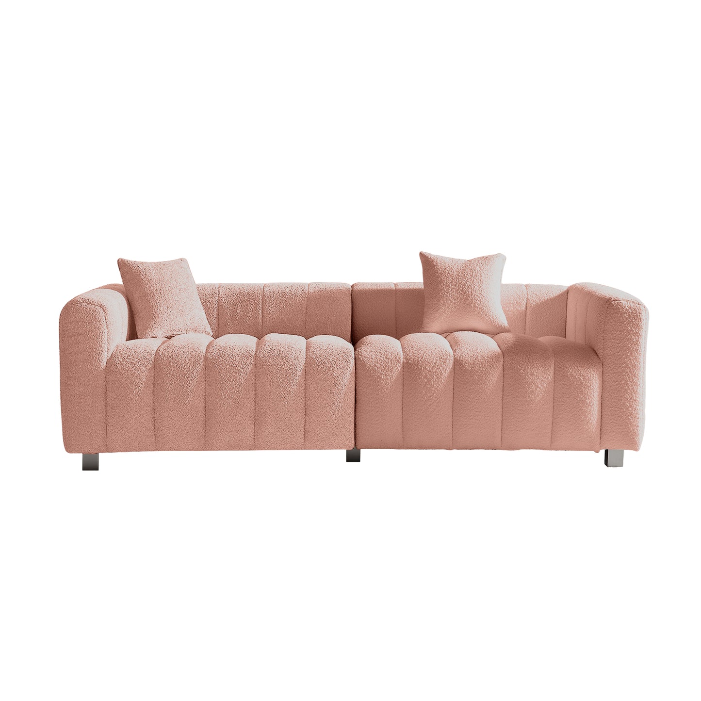 Premium Bubble Upholstered Velvet Sofa and Loveseat, Pink