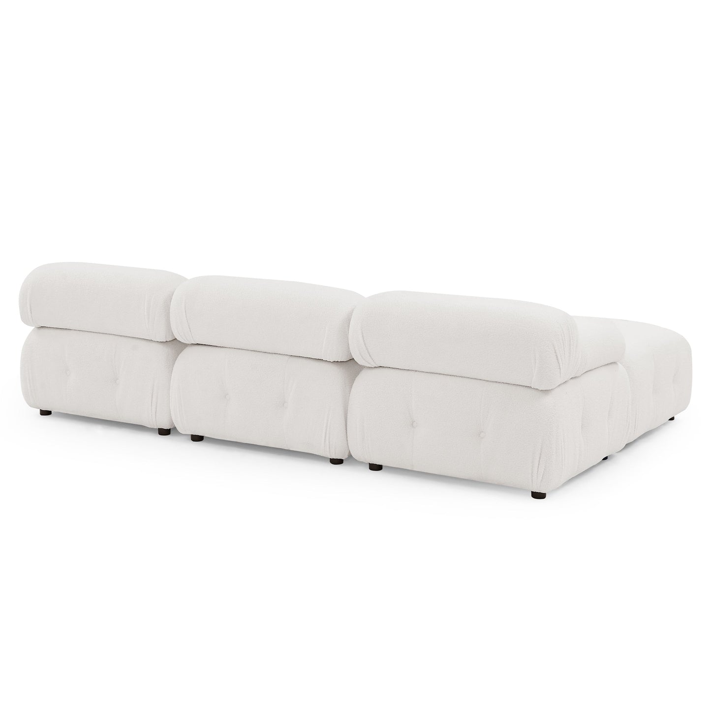 Modular Sectional Sofa, L Shaped Couch With Reversible Ottoman, Ivory Teddy F