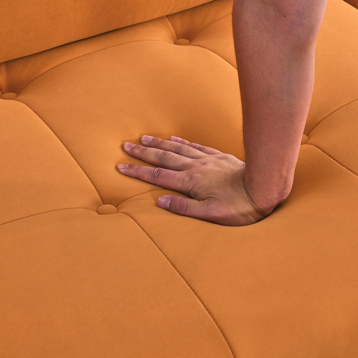 Modular Sectional Sofa,  Orange Velvet