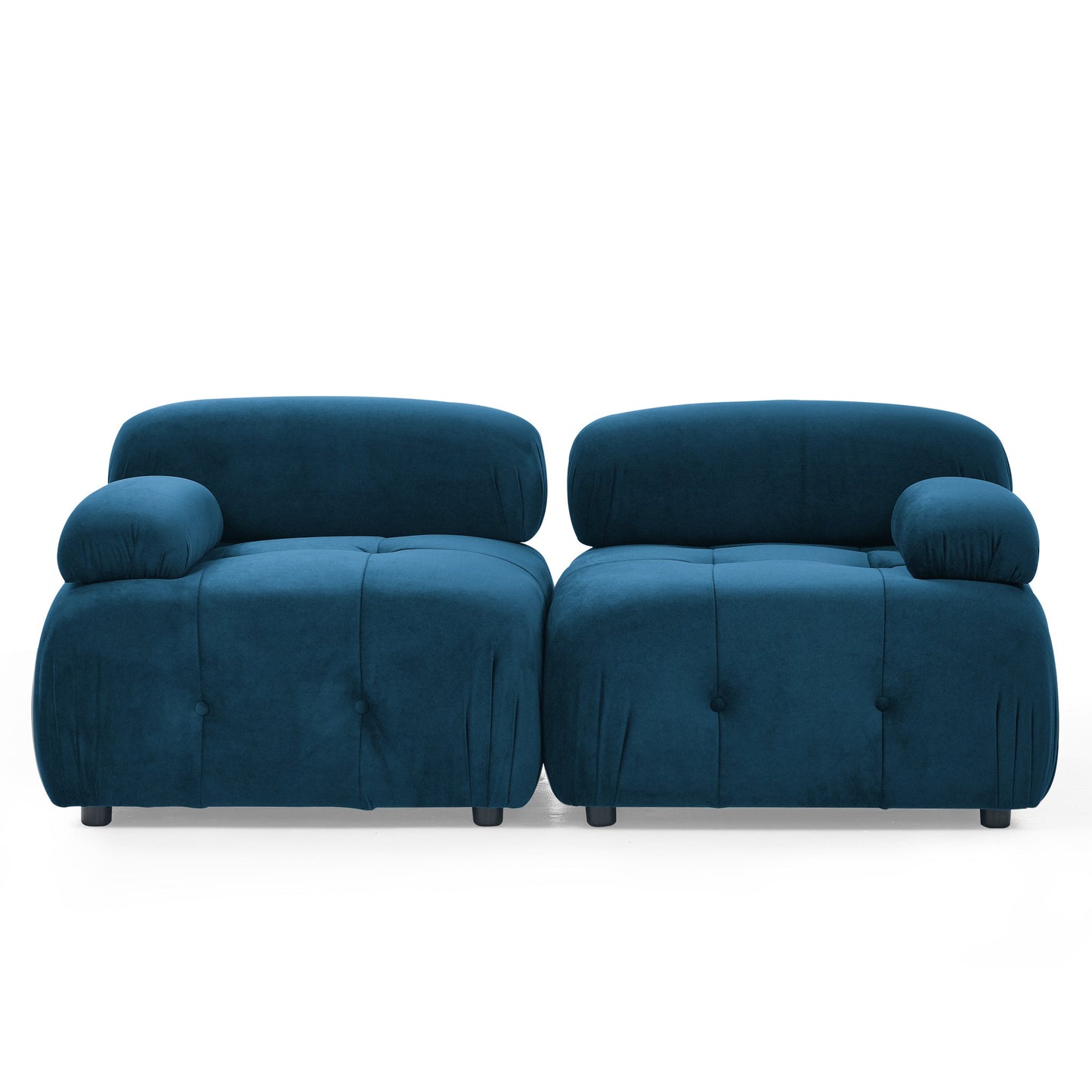 Modular Sectional Sofa, L Shaped Couch With Reversible Ottoman, Navy Velvet