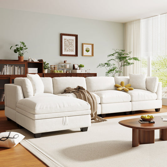 Voir Sovage Upholstered Sectional Sofa, Beige