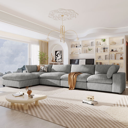 Oxford Upholstered Oversize Modular Sofa, Gray