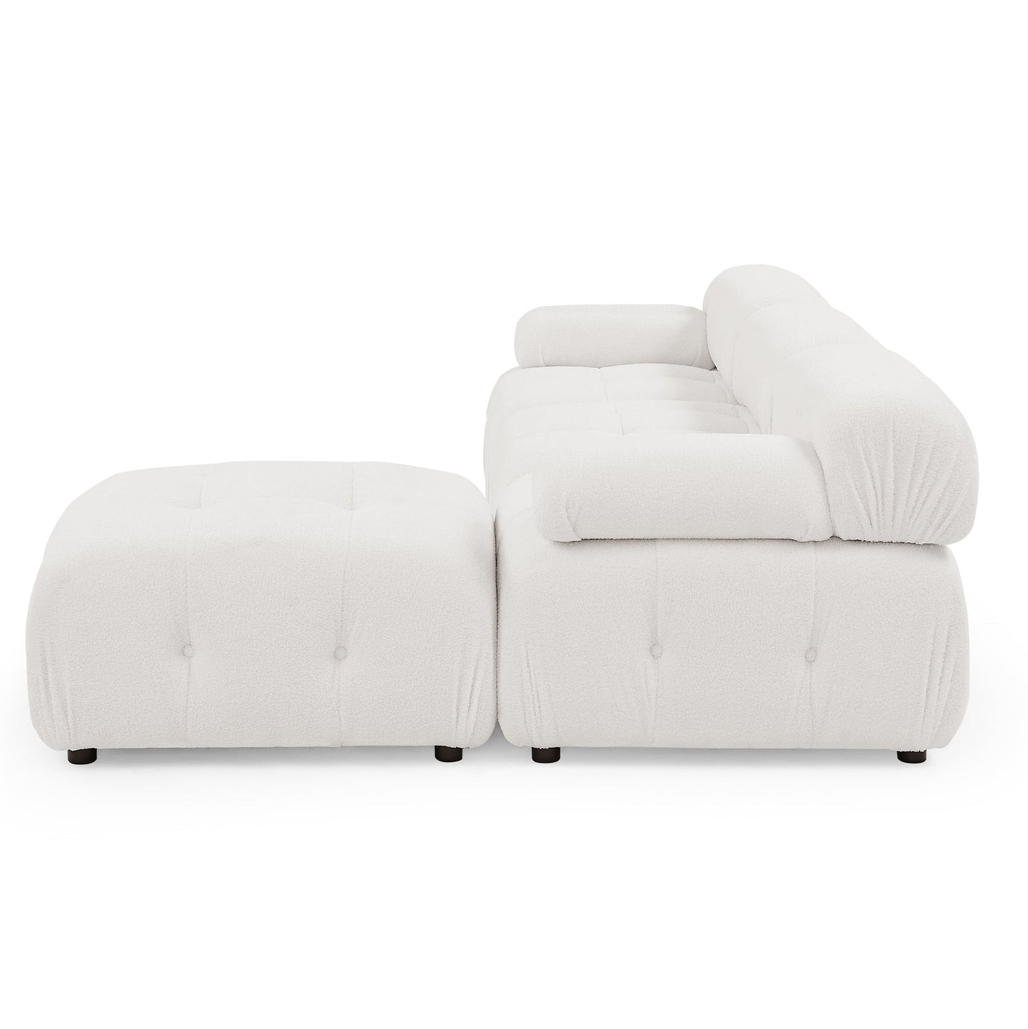 Modular Sectional Sofa, L Shaped Couch With Reversible Ottoman, Ivory Teddy F