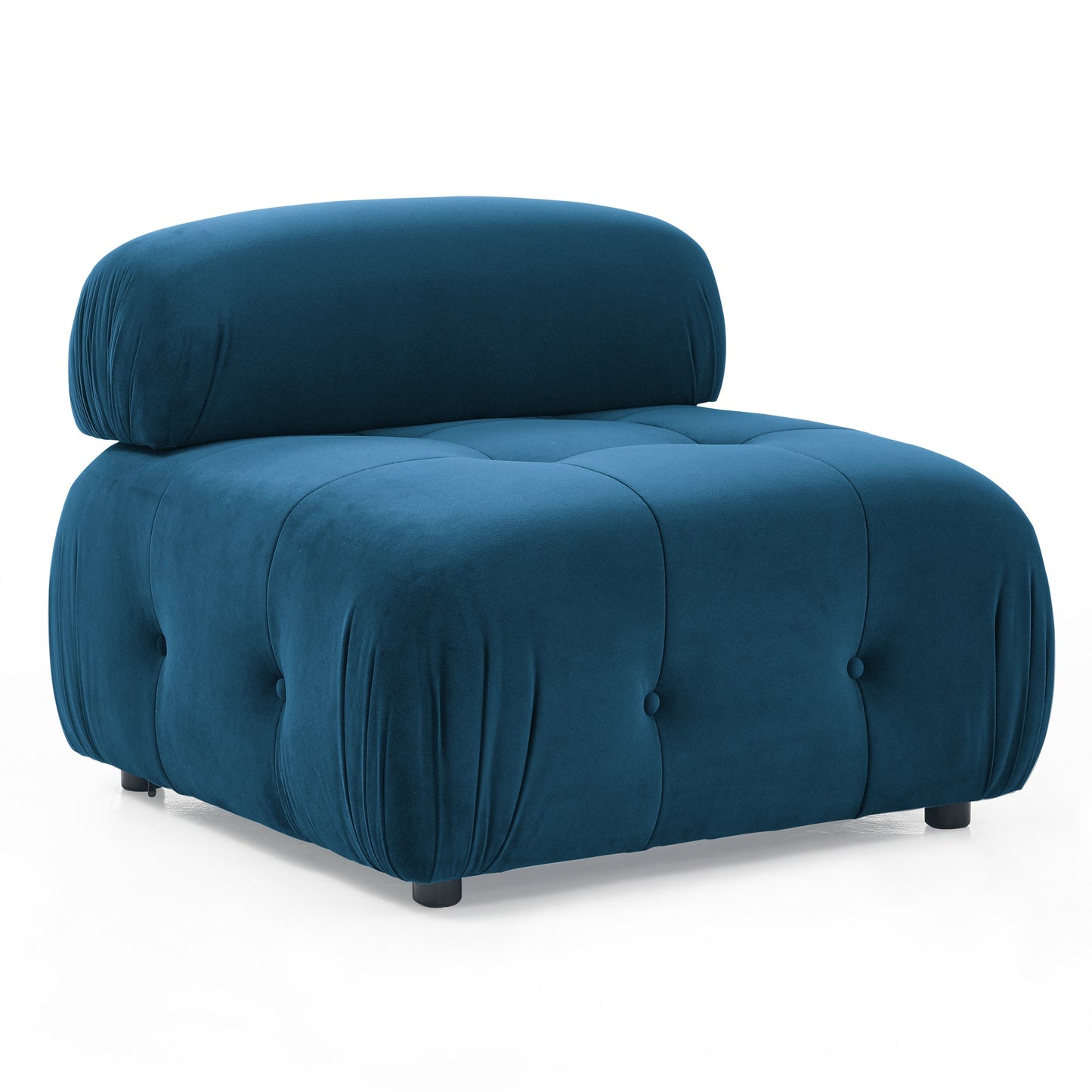 Modular Sectional Sofa, L Shaped Couch With Reversible Ottoman, Navy Velvet