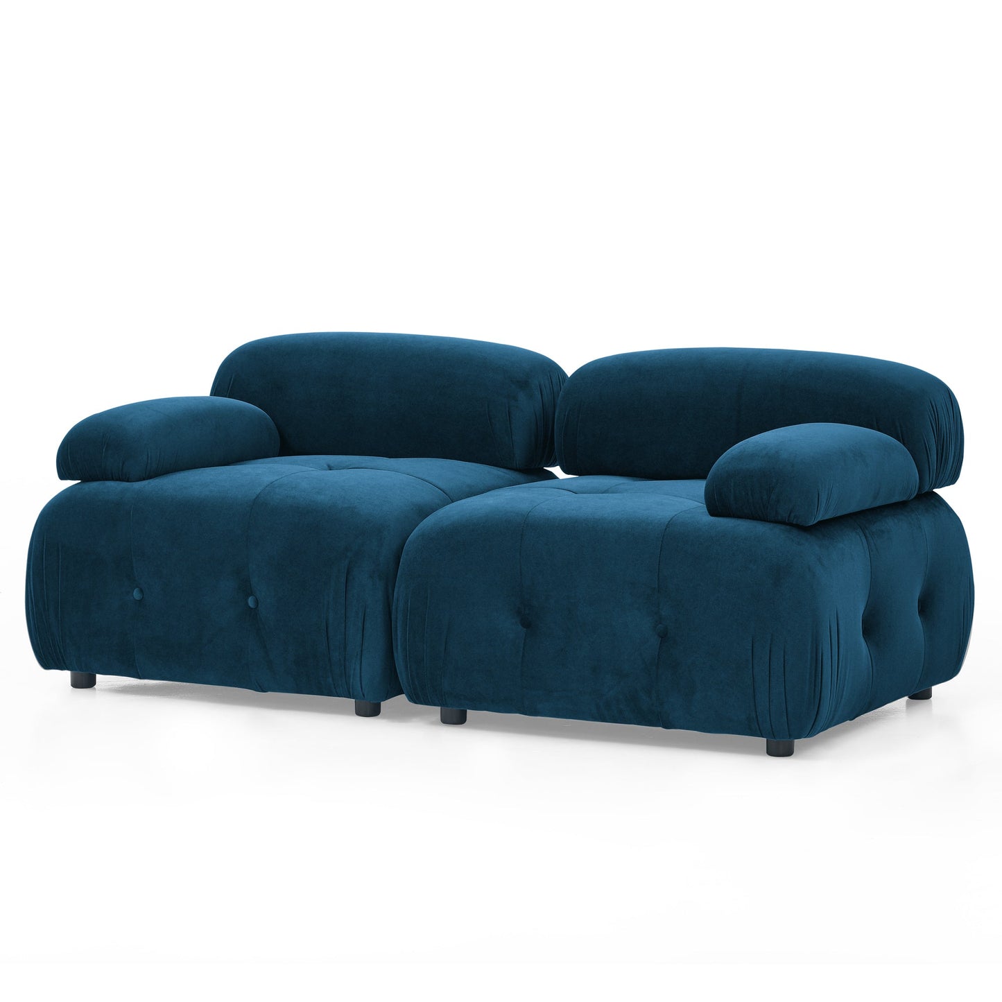 Modular Sectional Sofa, L Shaped Couch With Reversible Ottoman, Navy Velvet