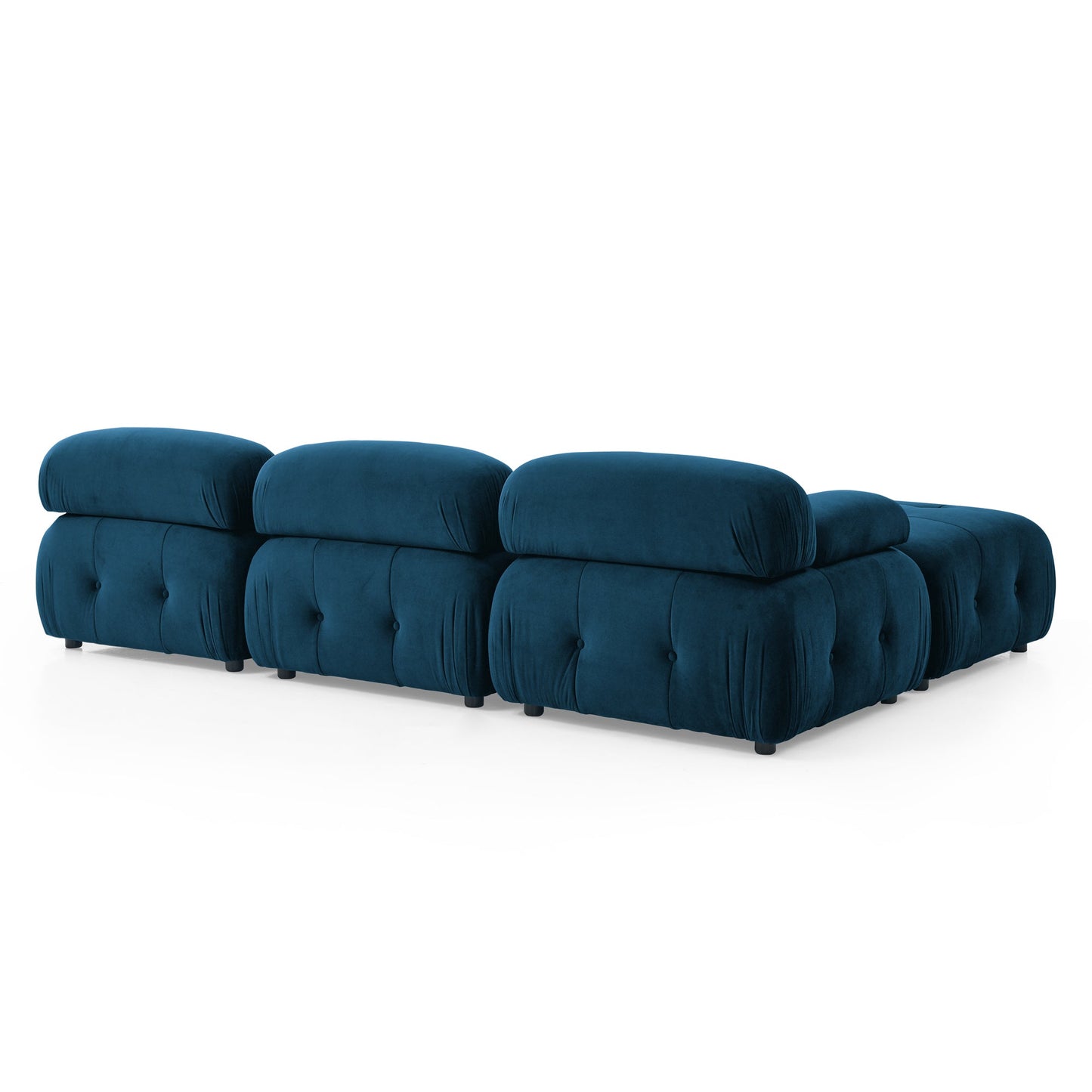 Modular Sectional Sofa, L Shaped Couch With Reversible Ottoman, Navy Velvet