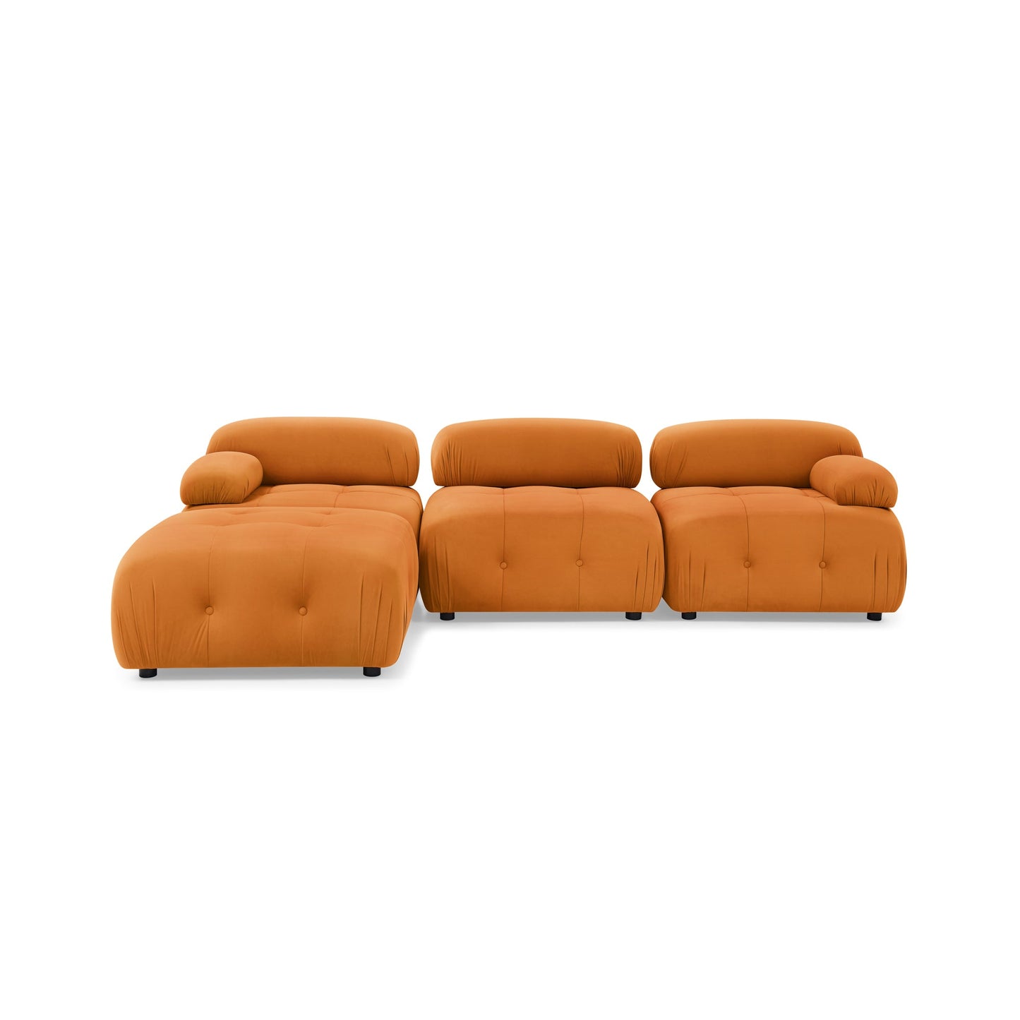 Modular Sectional Sofa,  Orange Velvet