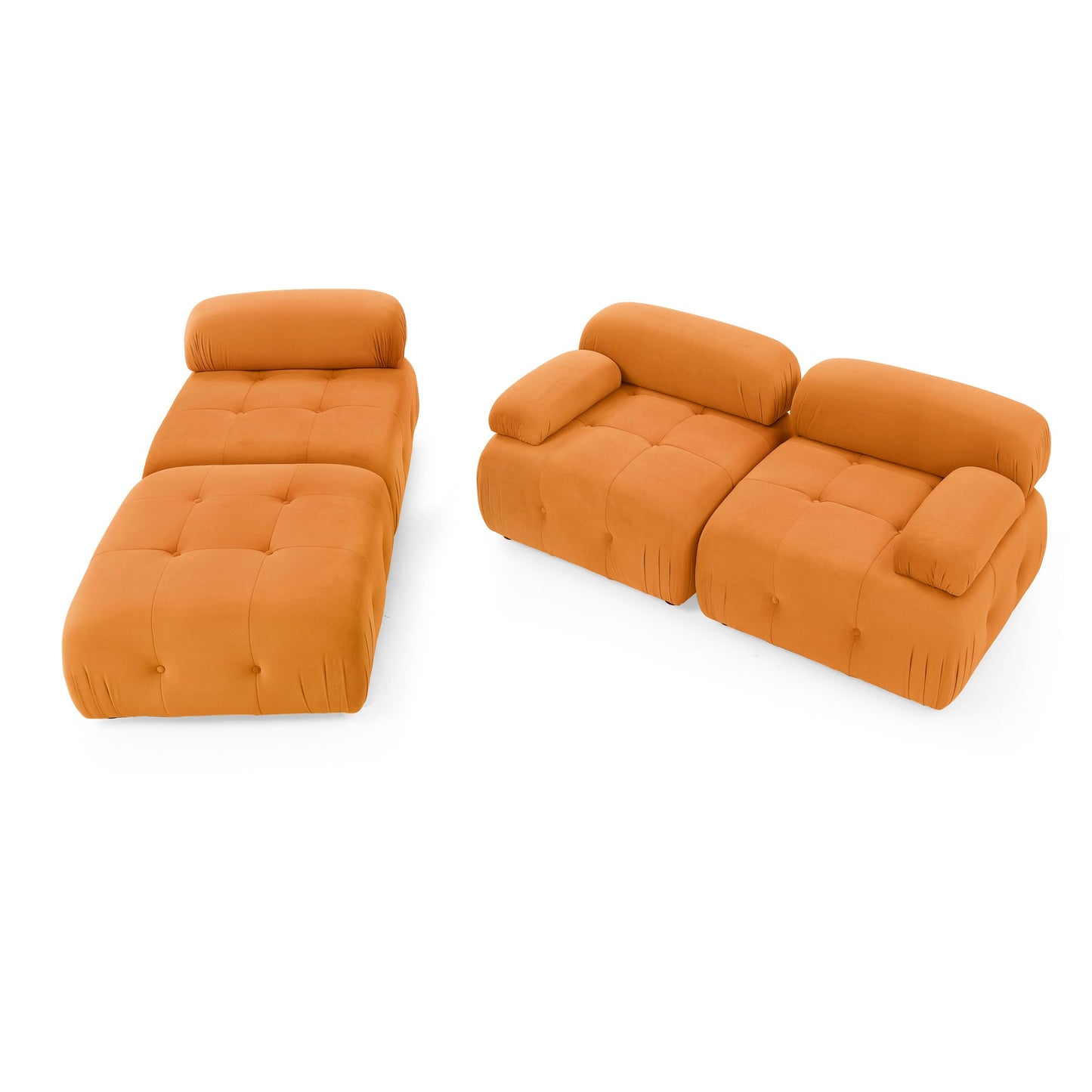 Modular Sectional Sofa,  Orange Velvet