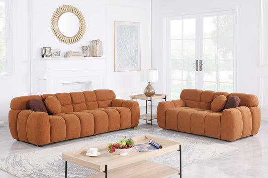 Sahara Marshmallow Sofa and Loveseat, LIGHT BROWN BOUCLE