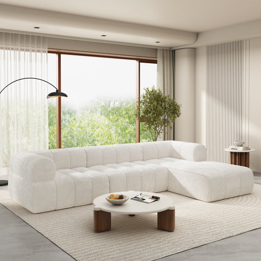 The Monroe Luxe L-shaped Boneless Sectional Sofa, Right Hand Beige