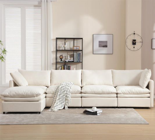 Bryan Upholstered Sectional Sofa, Beige