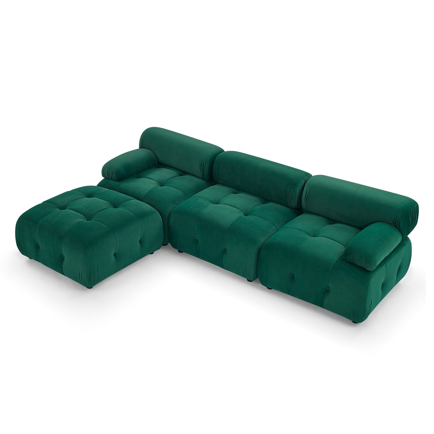 Modular Sectional Sofa,  L Shaped Couch With Reversible Ottoman, Green Velvet