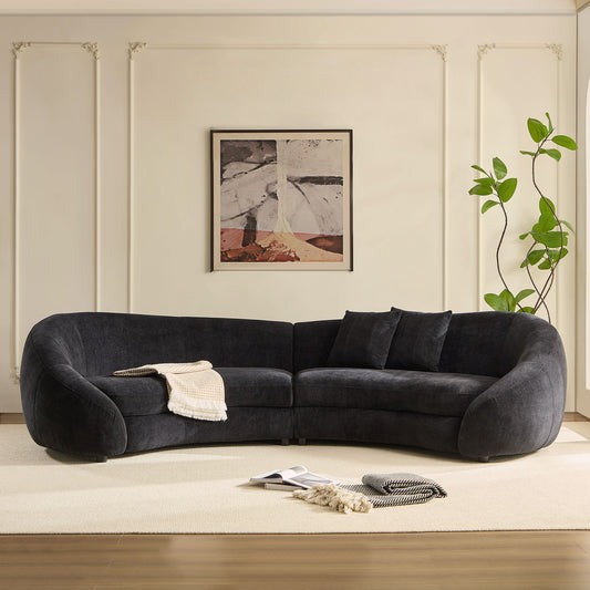 Contemporary Crescent Lounge Sofa- Black