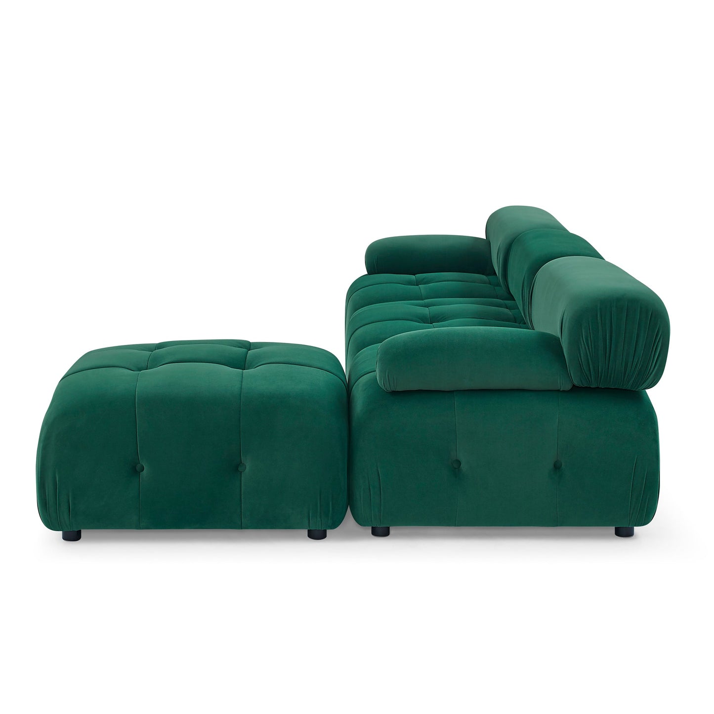 Modular Sectional Sofa,  L Shaped Couch With Reversible Ottoman, Green Velvet