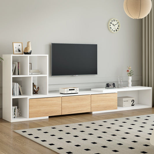 74.8''-126'' The Kai Extendable TV Stand and Media Console, White