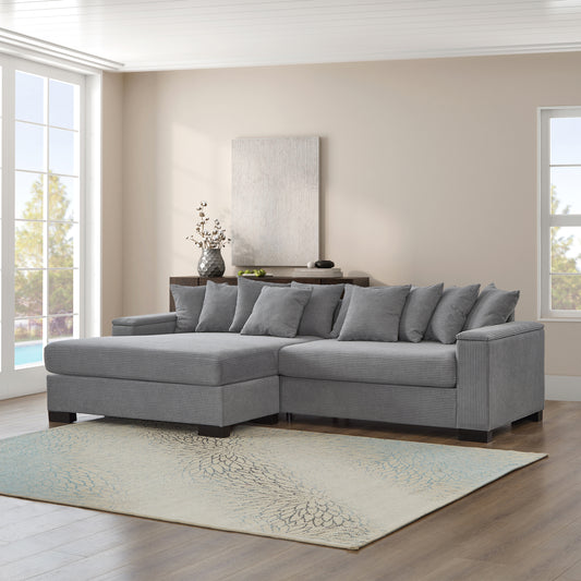 The Arlo Upholstered Sectional L Shape Sofa with Convertible Chaise, Grey