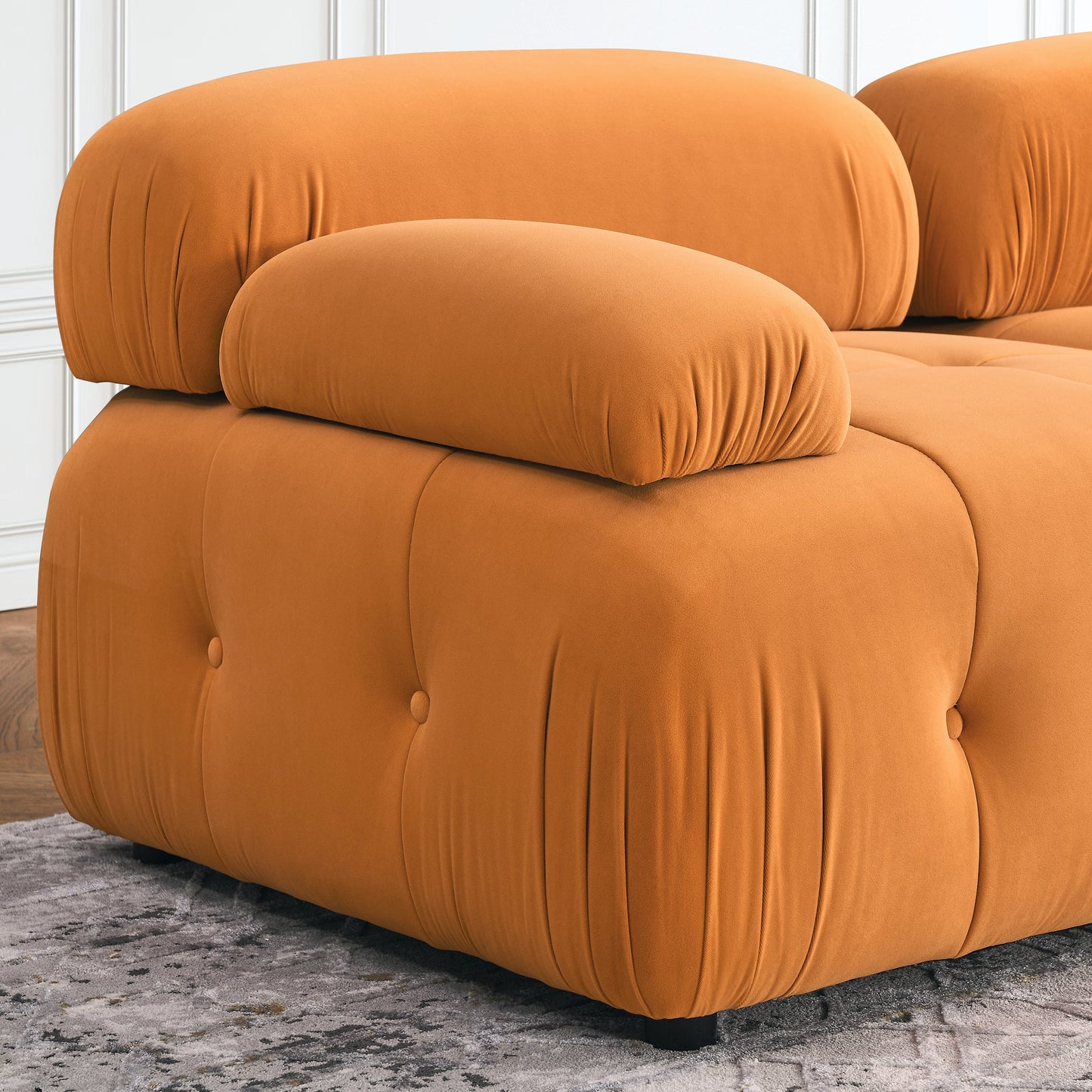 Modular Sectional Sofa,  Orange Velvet