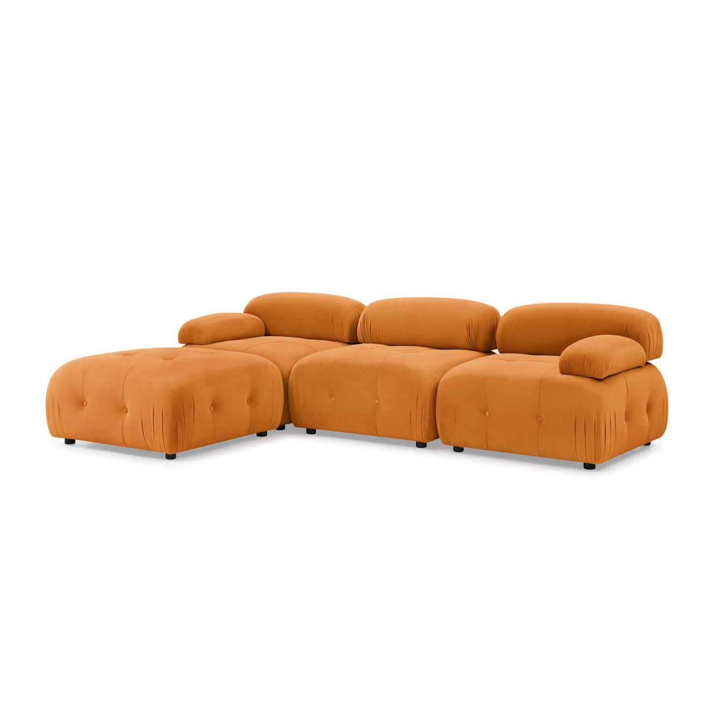 Modular Sectional Sofa,  Orange Velvet