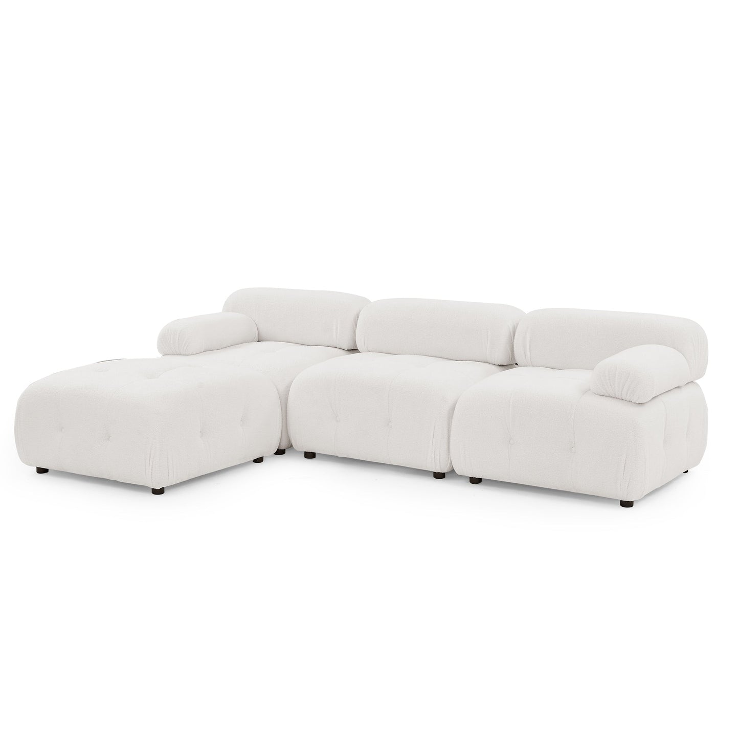 Modular Sectional Sofa, L Shaped Couch With Reversible Ottoman, Ivory Teddy F