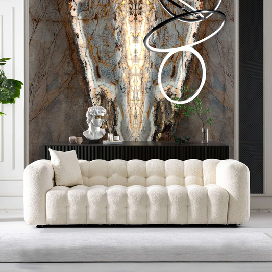 Eden Modern Tufted Chesterfield Sofa- Cream