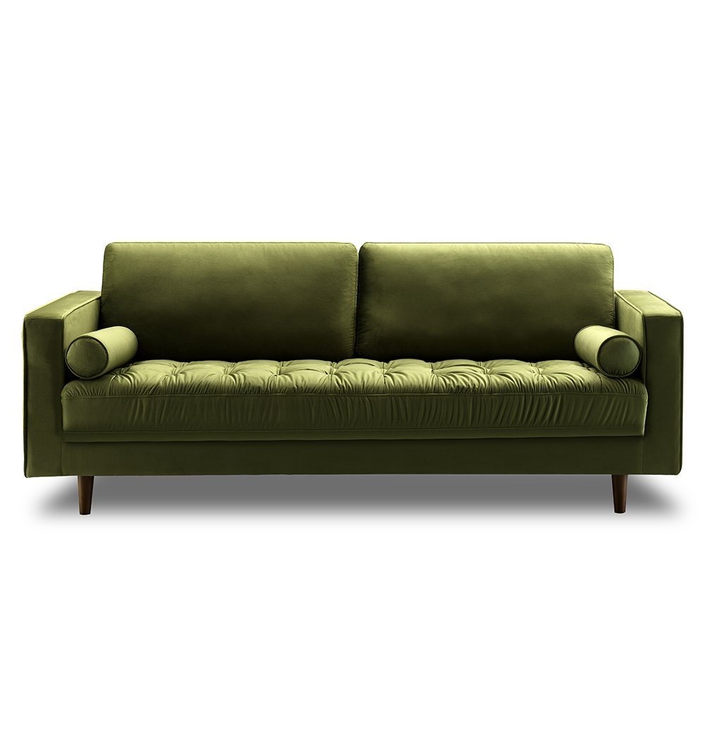 Bente Tufted Velvet 3-Seater Sofa - Green