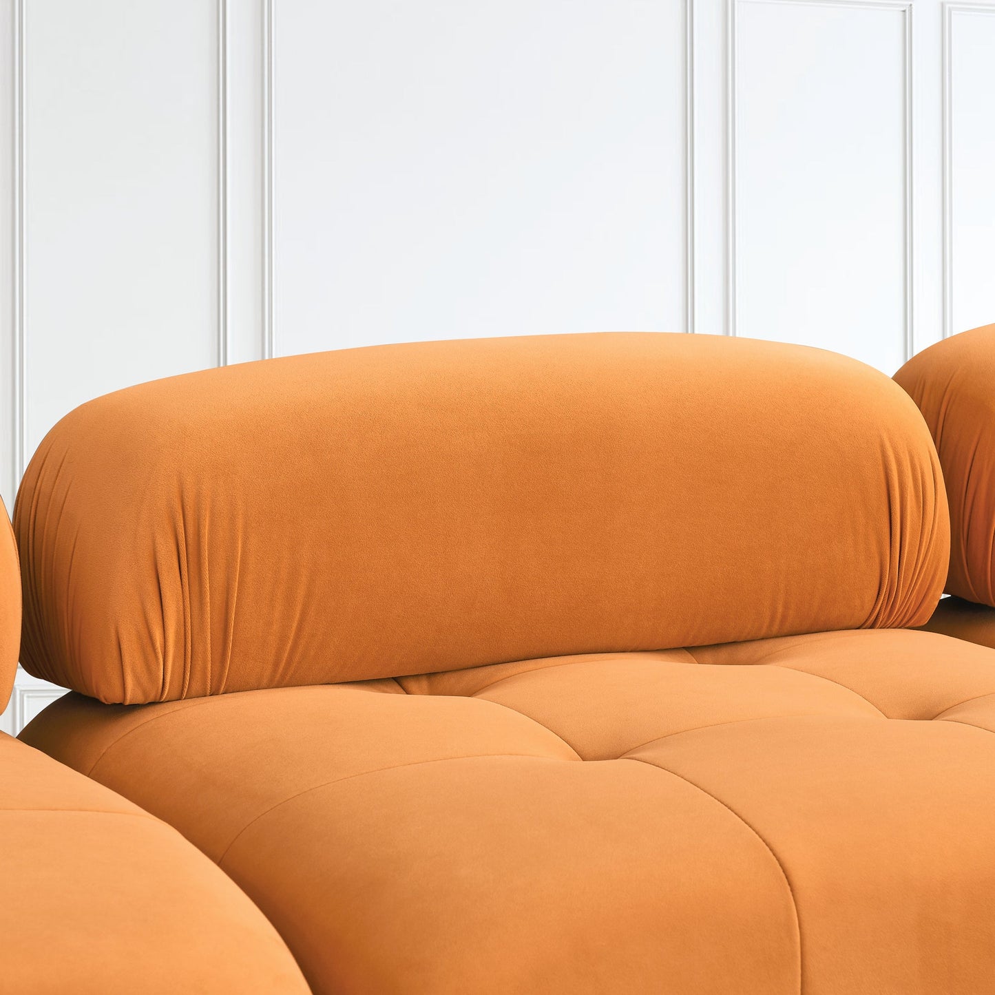 Modular Sectional Sofa,  Orange Velvet