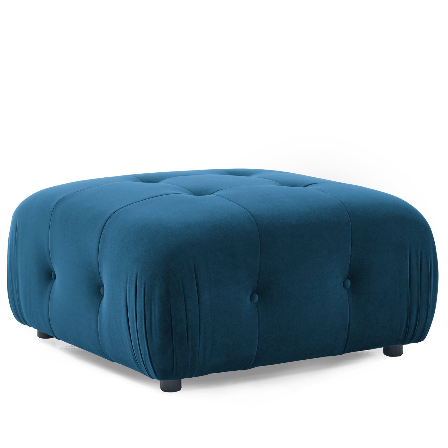 Modular Sectional Sofa, L Shaped Couch With Reversible Ottoman, Navy Velvet