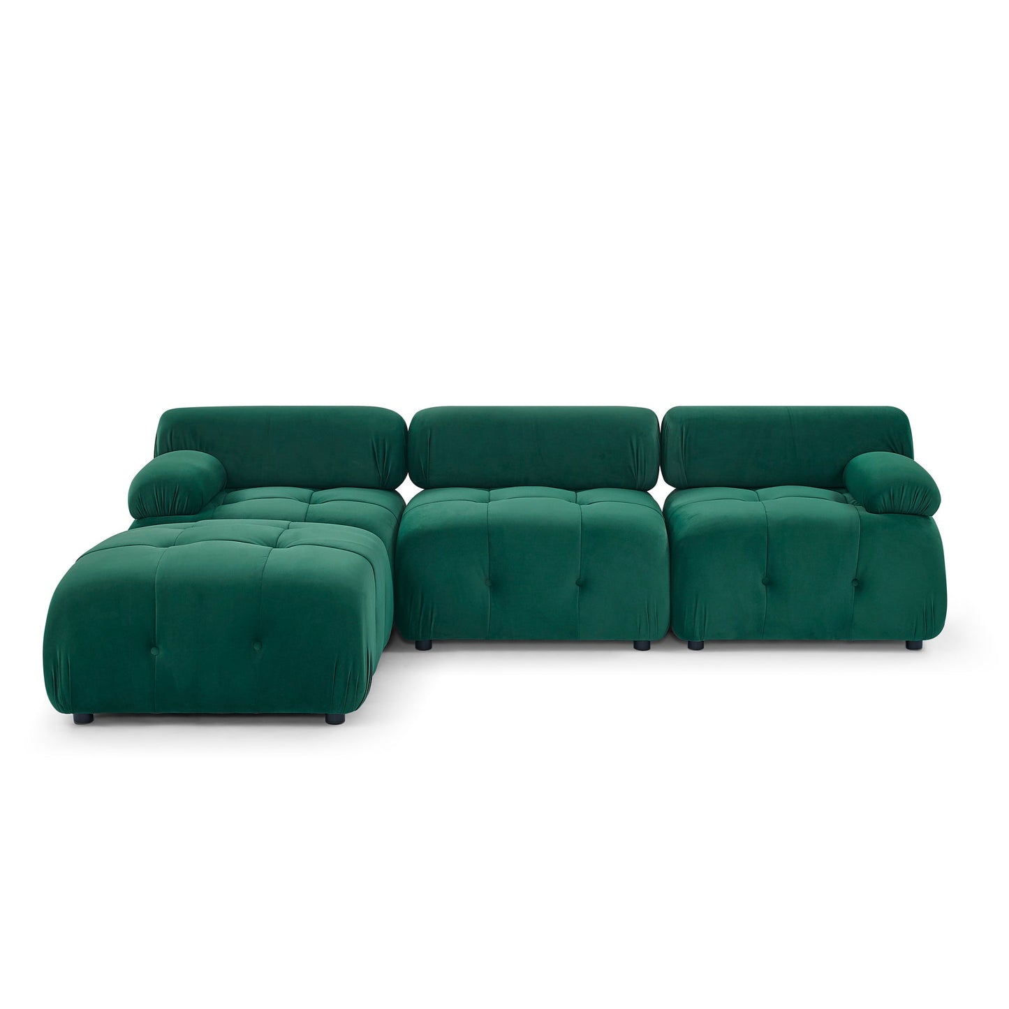 Modular Sectional Sofa,  L Shaped Couch With Reversible Ottoman, Green Velvet