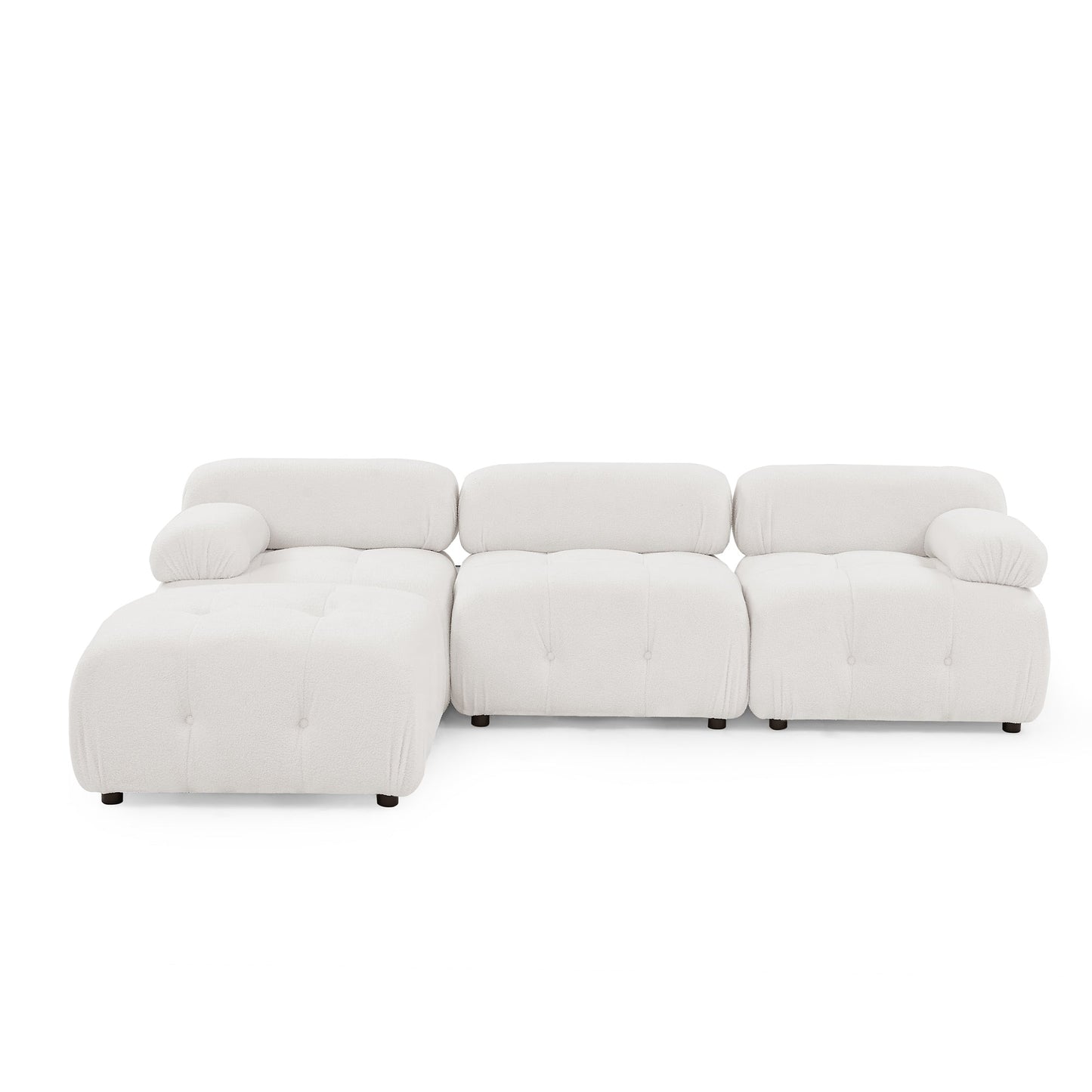 Modular Sectional Sofa, L Shaped Couch With Reversible Ottoman, Ivory Teddy F